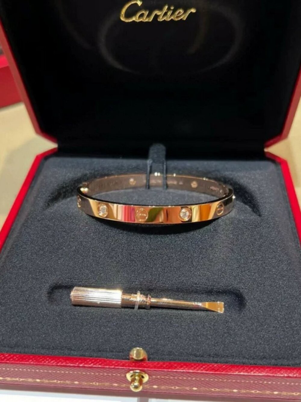 ✨ Cartier Rose Gold Wide Diamond Bracelet Size:19